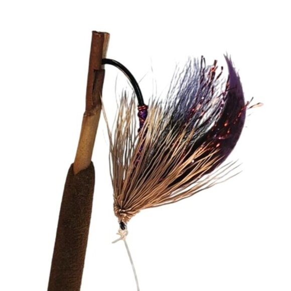 Artificial Floral Arrangement In Fishing Creel Basket With Vibrant Red Purple & - Picture 14 of 15